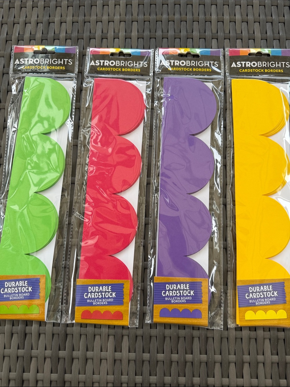 Durable Cardstock Borders - Green, Red, Purple, Yellow